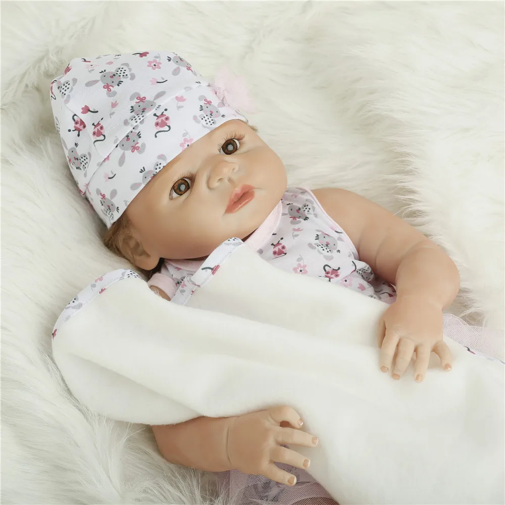 

SanyDoll Hot New Reborn Silicone Baby Doll children's toys 22''/55cm holiday gifts