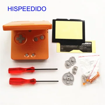 Hispeedido полный набор Корпус крышка repairt Запчасти для Nintendo GBA SP чехол для Gameboy Advance SP В виде ракушки Отвёртки пуговицы - Цвет: Оранжевый