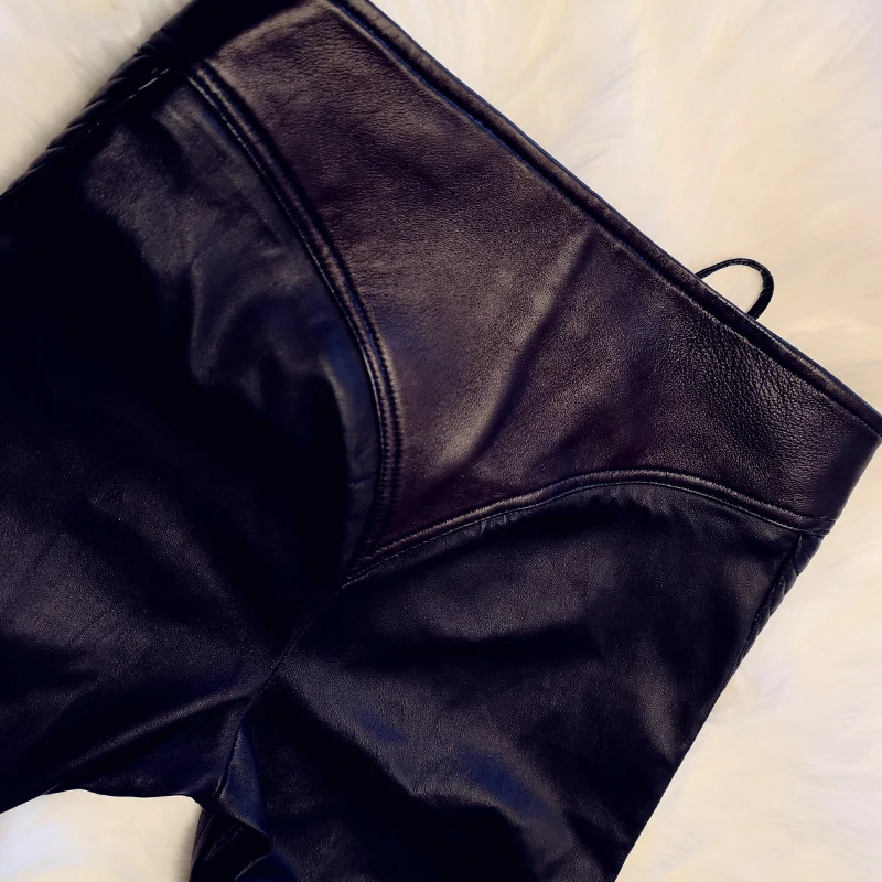 Annzley 2019 Genuine Sheep Leather Spring Tight Trouse For Women (1)