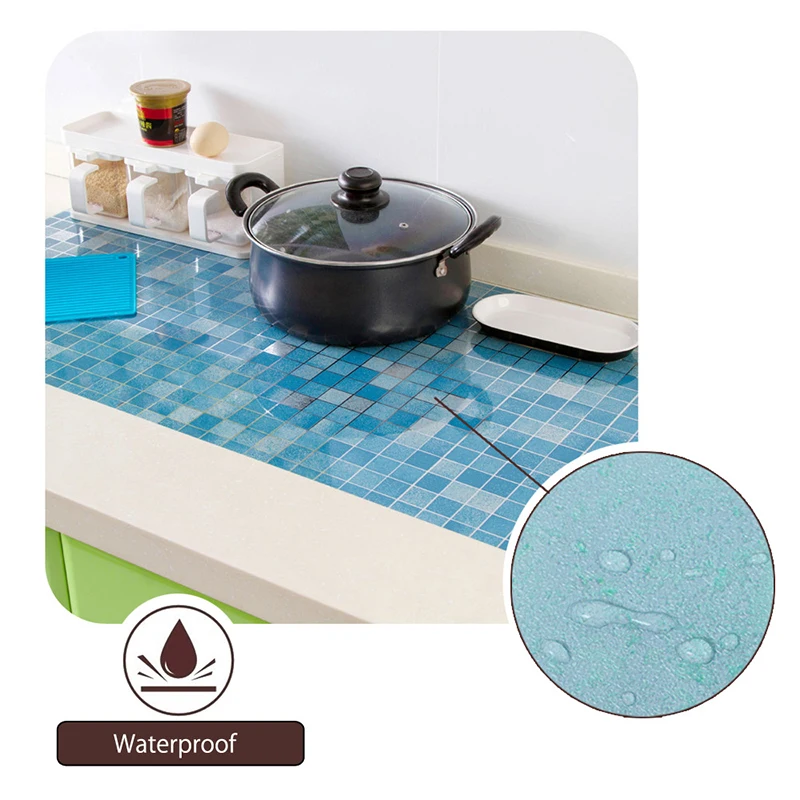 For Kitchen Self Adhesive Wall Stickers Home Decor Waterproof Mosaic Tile PVC Wallpaper Bathroom Glass Decorative Film Stickers