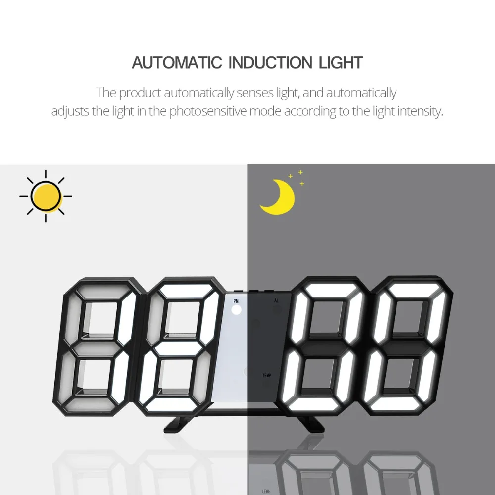 3D Настенный светильник USB мощность светодиодные цифровые часы свет электронный стол настольные часы 12/24 часов Дисплей домашний декор Пробуждение ночь