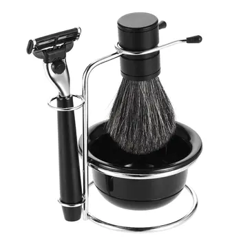 

4 in 1 Men's Shaving Razor Set Badger Shaving Brush Stand Shaving Soap Bowl Razor Male Facial Shaving Cleaning Tool