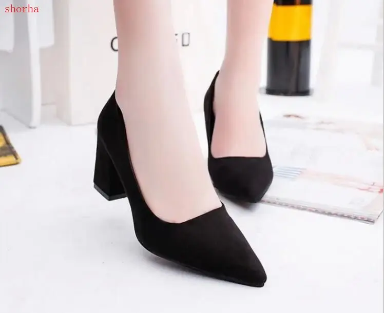 

Big Size Women Shoes Pointed Toe Boat Shoes Office dress Shoes Woman High Heels Pumps Square Heeled Ladies Shoes