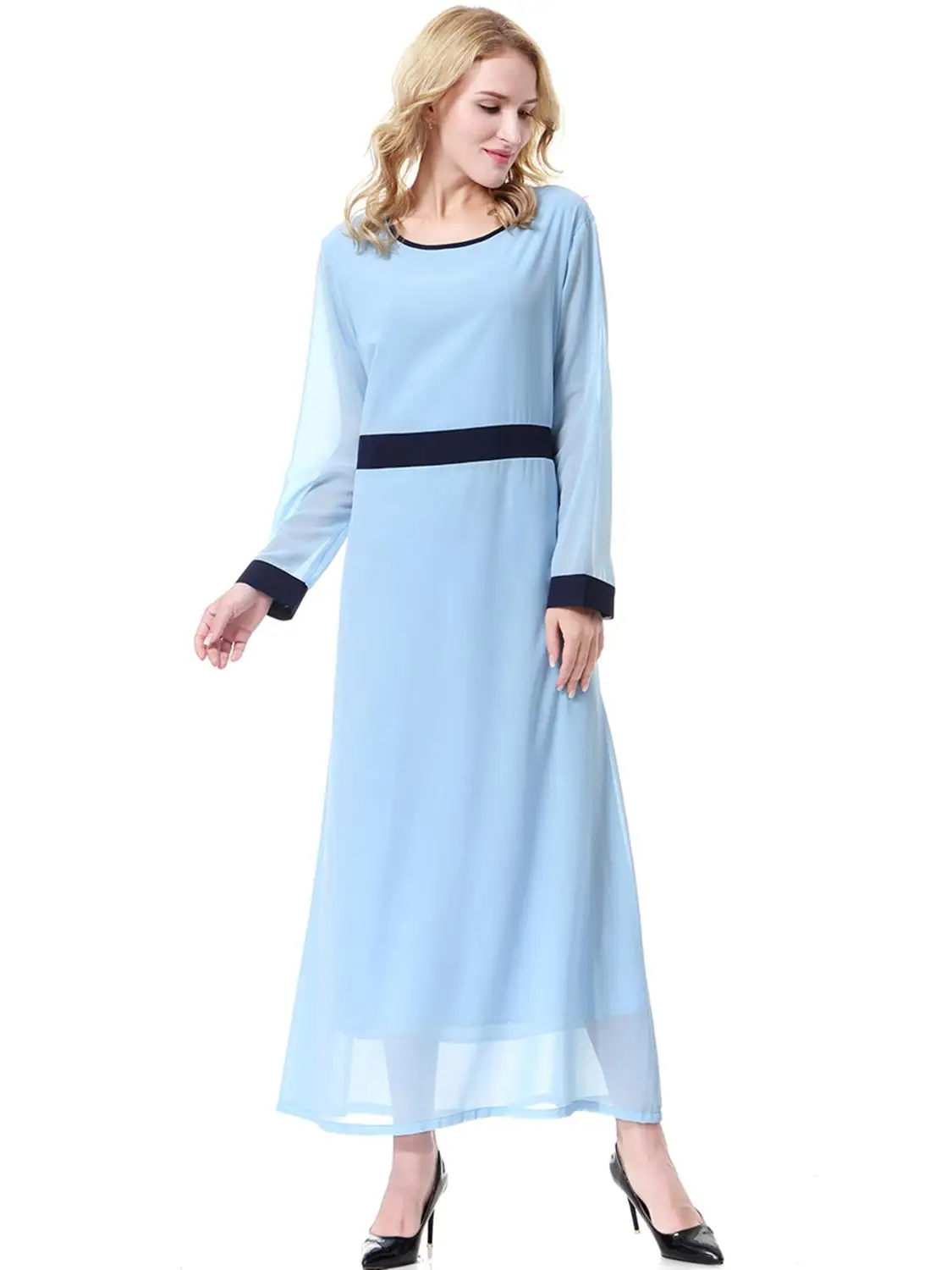 Muslim Lace Abaya Women Two-layers Long Chiffon Dresses Female Soft Kaftan Vestidos
