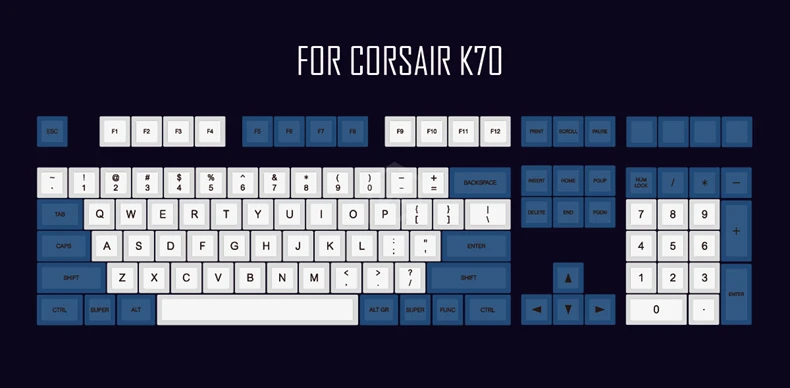 Dsa белый синий краситель Sub Keycap набор PBT пластик для клавиатуры gh60 xd60 xd84 cospad tada68 rs96 zz96 87 104 660 - Цвет: Dye SubForCosairK70