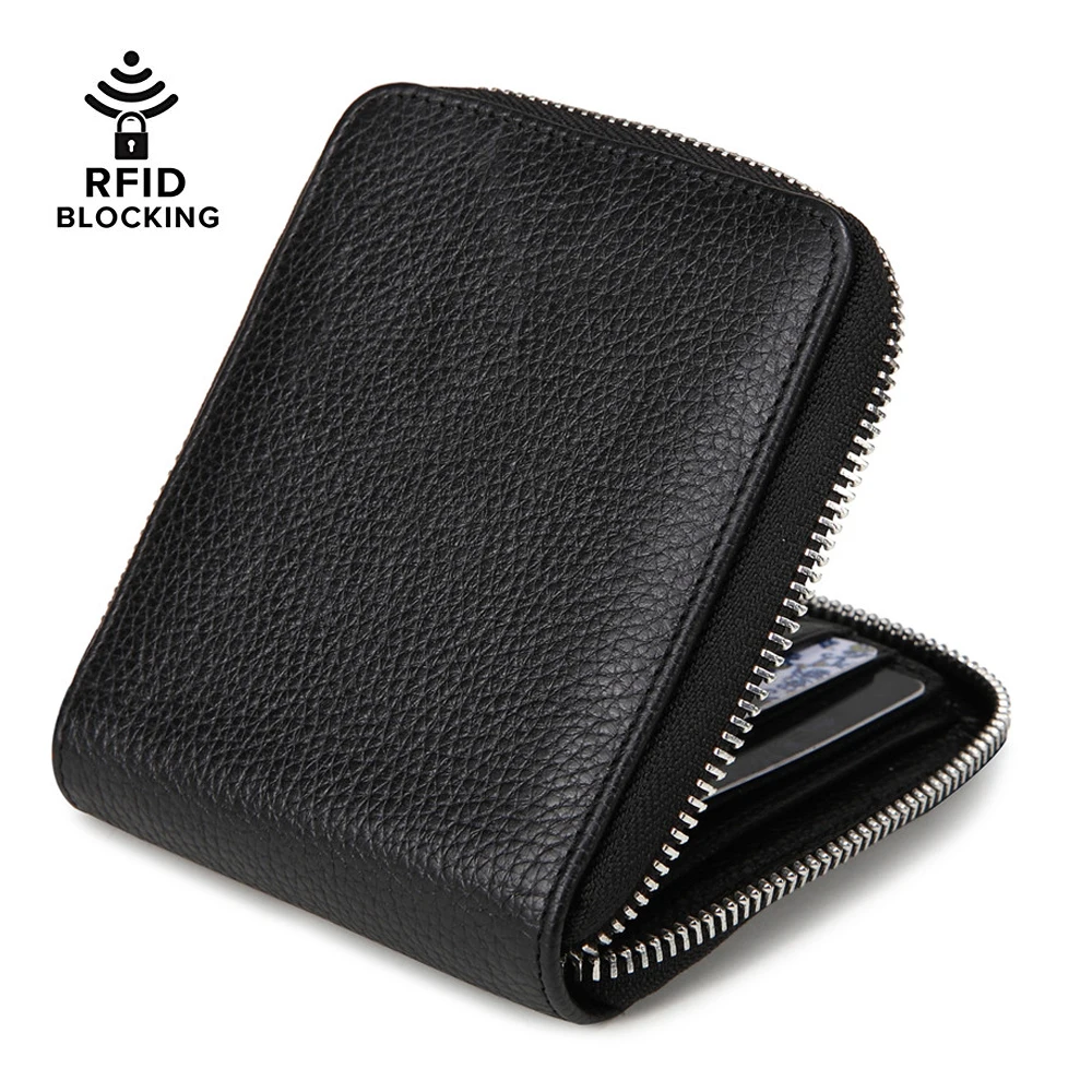 JEEBURYEE RFID Blocking Wallet Leather for Men Zipper Wallet Zip Around
