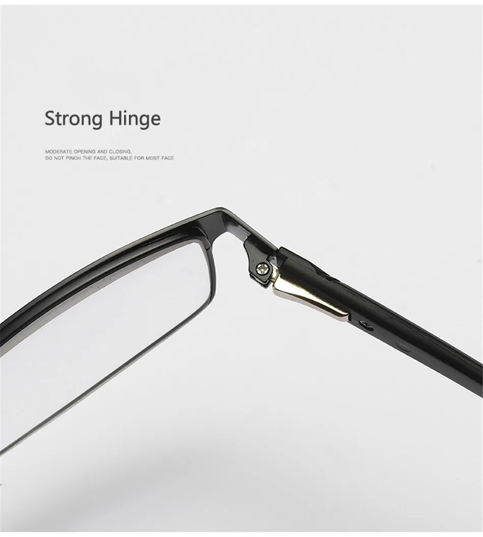 Ahora New TR90 Men Business Reading Glasses Metal Frame Square Reading Presbyopia Eyeglasses With Diopter+1.0 1.5 2.0 2.5 3.0 4