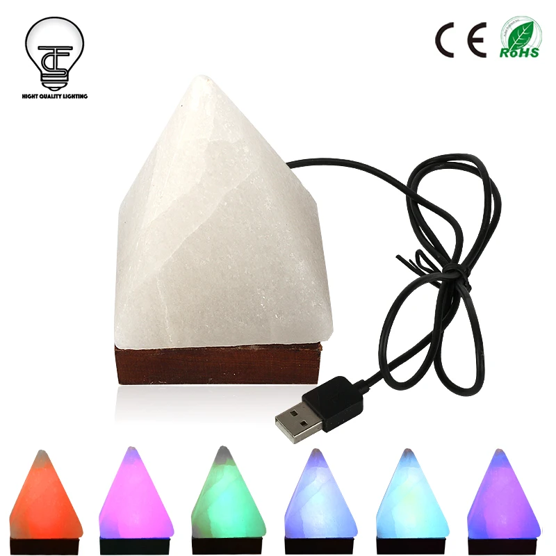 USB Природных Гималайский Пирамиды Соляная Лампа рок Crystal Light плотная и MULTI-COLOUR |