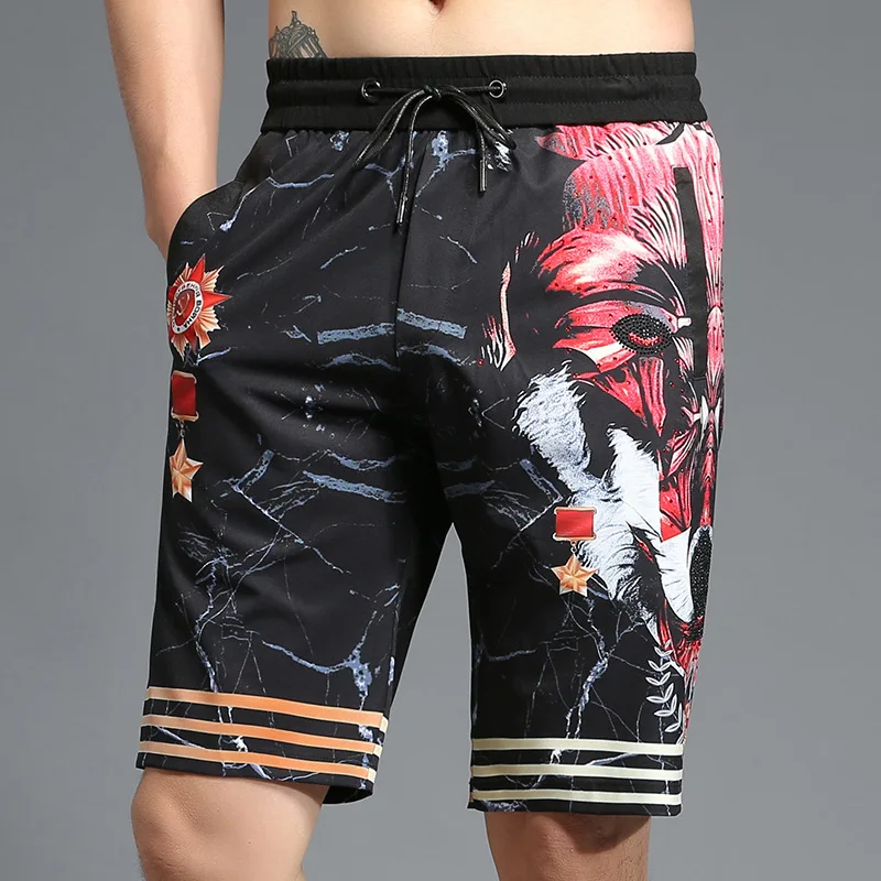 Летние повседневные мужские шорты с принтом волка для фитнеса, модные мужские шорты в стиле хип-хоп, мужские шорты для бодибилдинга, уличная одежда