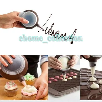 

1 Set 27 Hole Macaron Mat Mould Baking Mini Silicone Cream Cake Muffin 3 Nozzle Set Decorating Pen Kit