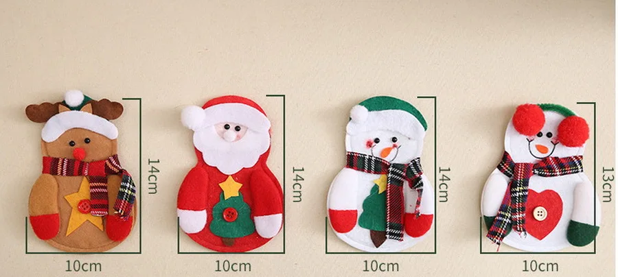 Cheap DHL 1000pcs Christmas Bag Dinner Table Cutlery Holder Decoration for Home Snowman Santa Claus Knife Fork Holder 1
