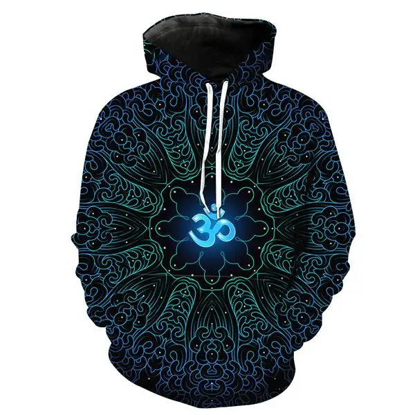 

2019 New Fashion 3D Printed Psychedelic Mandala Chakra Art Sublimation Print Hoodies Men Plus Size 4XL
