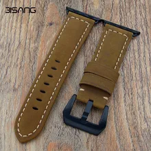 Браун Натуральная Кожа Смотреть Band 42 мм Для iWatch для Apple Watch Band Ремешок Браслет с Ссылка Разъем Адаптера