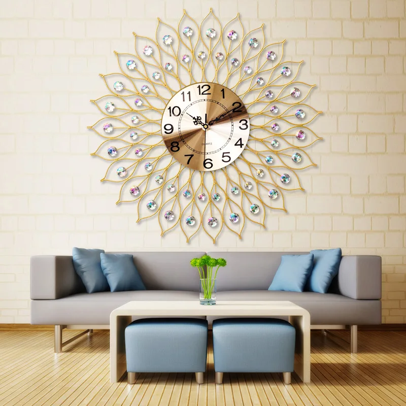 

Beautiful Creative Acrylic Crystal Wall Clock Wall Modern Home Simple Fashion Living Room Mute Clock Decorative Quartz Clock