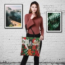 Индивидуальные прецизионные женские сумки с принтом, льняные милые сумки-тоут в стиле кошек с принтом логотипа, повседневные дорожные пляжные сумки 43 см* 43 см