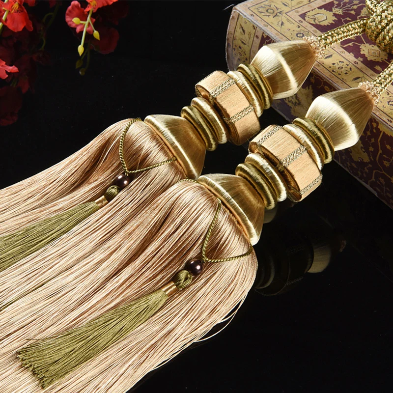 Luxury Europe Double Ball Golden Curtain Tiebacks Handmade Curtain