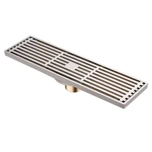 Quality brass 8 x 30cm Brushed Nickel Bathroom Linear Shower Floor Drain Chrome Wire Strainer Waste Drainer Antique Brass drain 70cm long golden brass bathroom shower drain floor strainer drain waste water drainer
