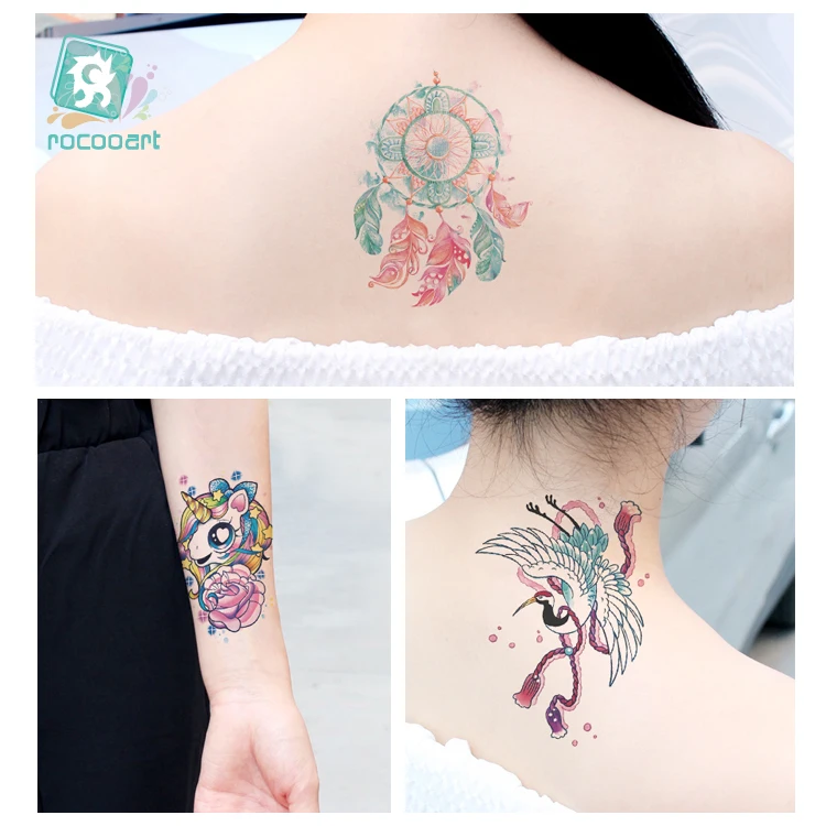 Радужная искусственная Татуировка Rocooart японская Ukiyoe боди арт временная