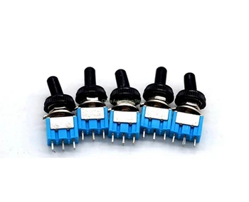 

5Pcs Blue Toggle Switch ON/OFF/ON 3 Position SPDT w Waterproof Cover Cap