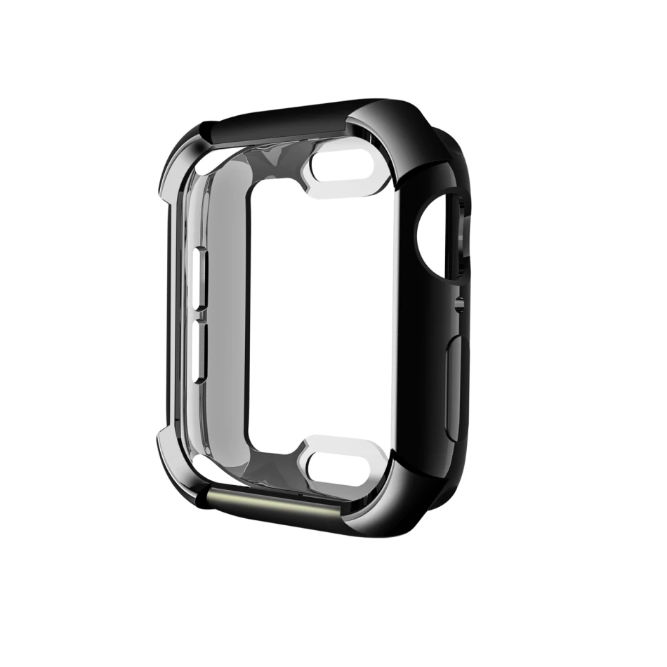 Бронированный бампер для Apple Watch 40 мм 44 мм, мягкий чехол из ТПУ с покрытием для iWatch, ремешок серии 4, защита от падения Чехол - Цвет: Черный