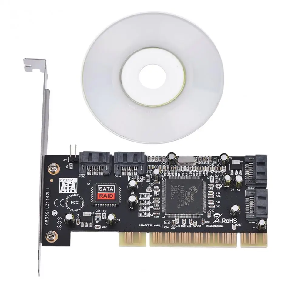 

PCI to 4 Internal SATA Port 1.5Gbps Sil3114 Chipset RAID Controller Card Add On Cards