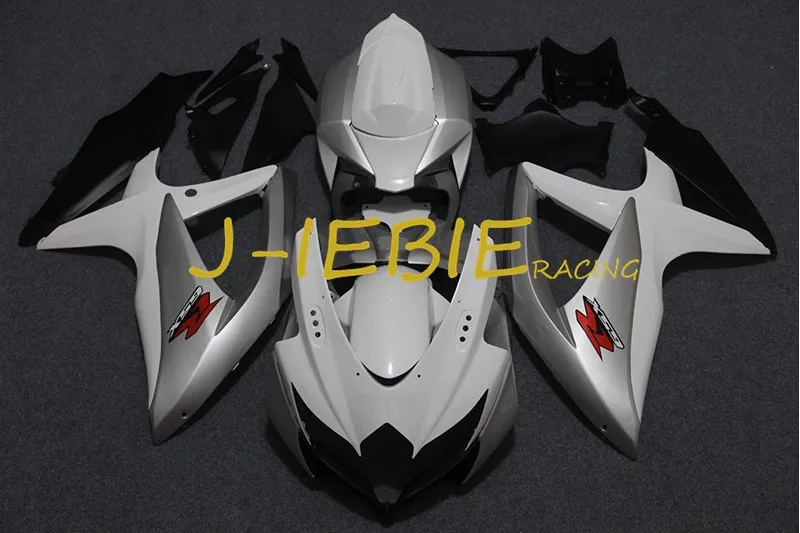 

White silver Black Injection Fairing Body Work Frame Kit for SUZUKI GSXR 600/750 GSXR600 GSXR750 2008 2009 2010
