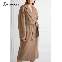 Зимнее женское Шерстяное Пальто элегантное теплое длинное офисное верблюжье пальто корейский стиль Модные женские пальто s