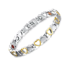2 Tone Stripes Bracelet Women Heart Design Strong Magnetic Bracelets&Bangle Fashion Stainless Steel Jewelry Bracciali Uomo