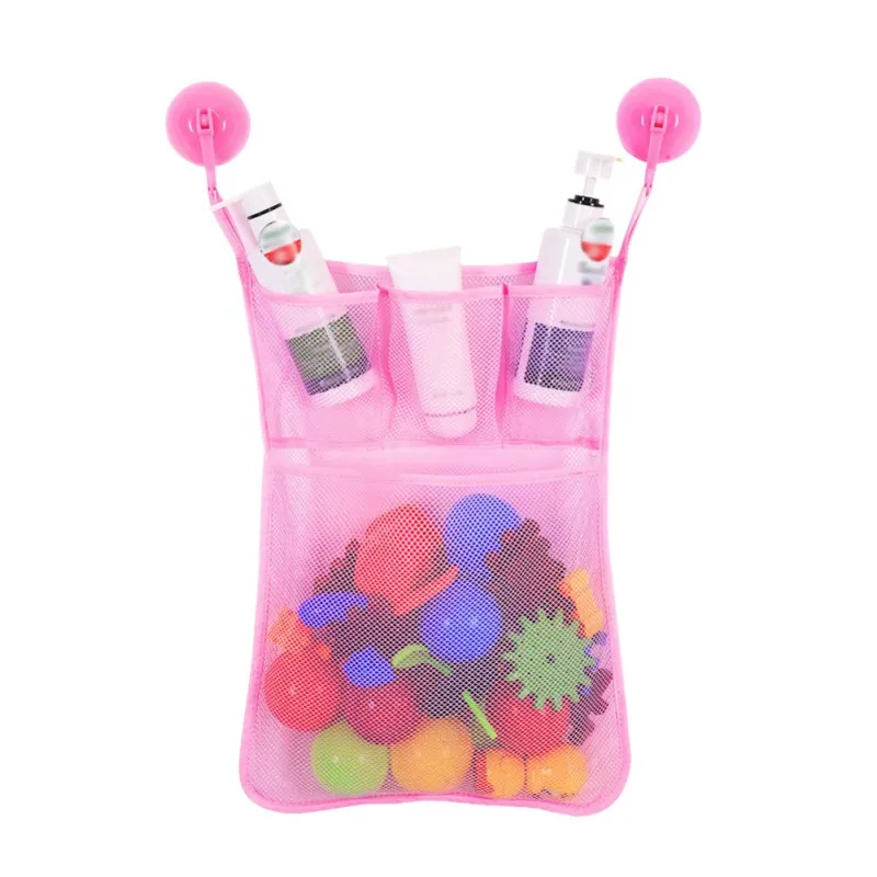 Детские сумки для игрушек в ванной и с мячом, сетчатые сумки для хранения, органайзер, сумки для хранения - Цвет: Розовый