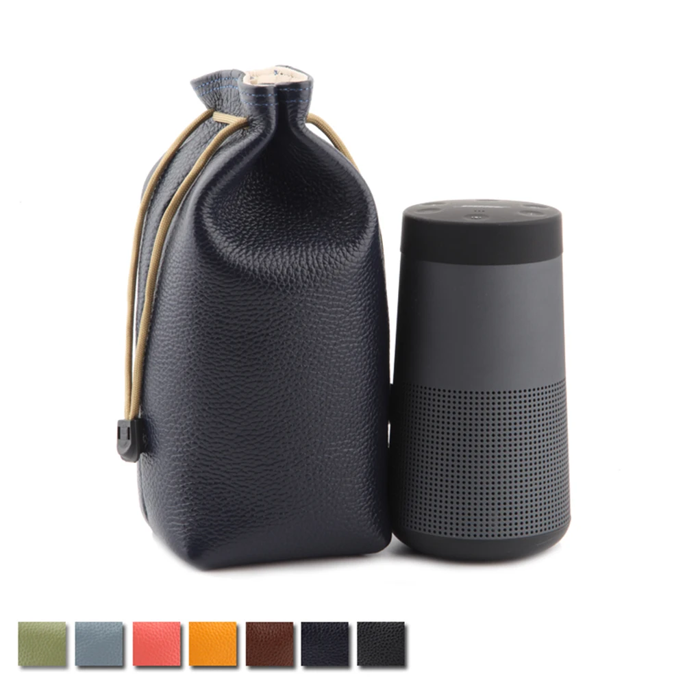 

2019 Top Grain Leather Carry Protective Storage Box Pouch Cover Bag Case For Bose SoundLink Revolve Wireless Bluetooth Speaker