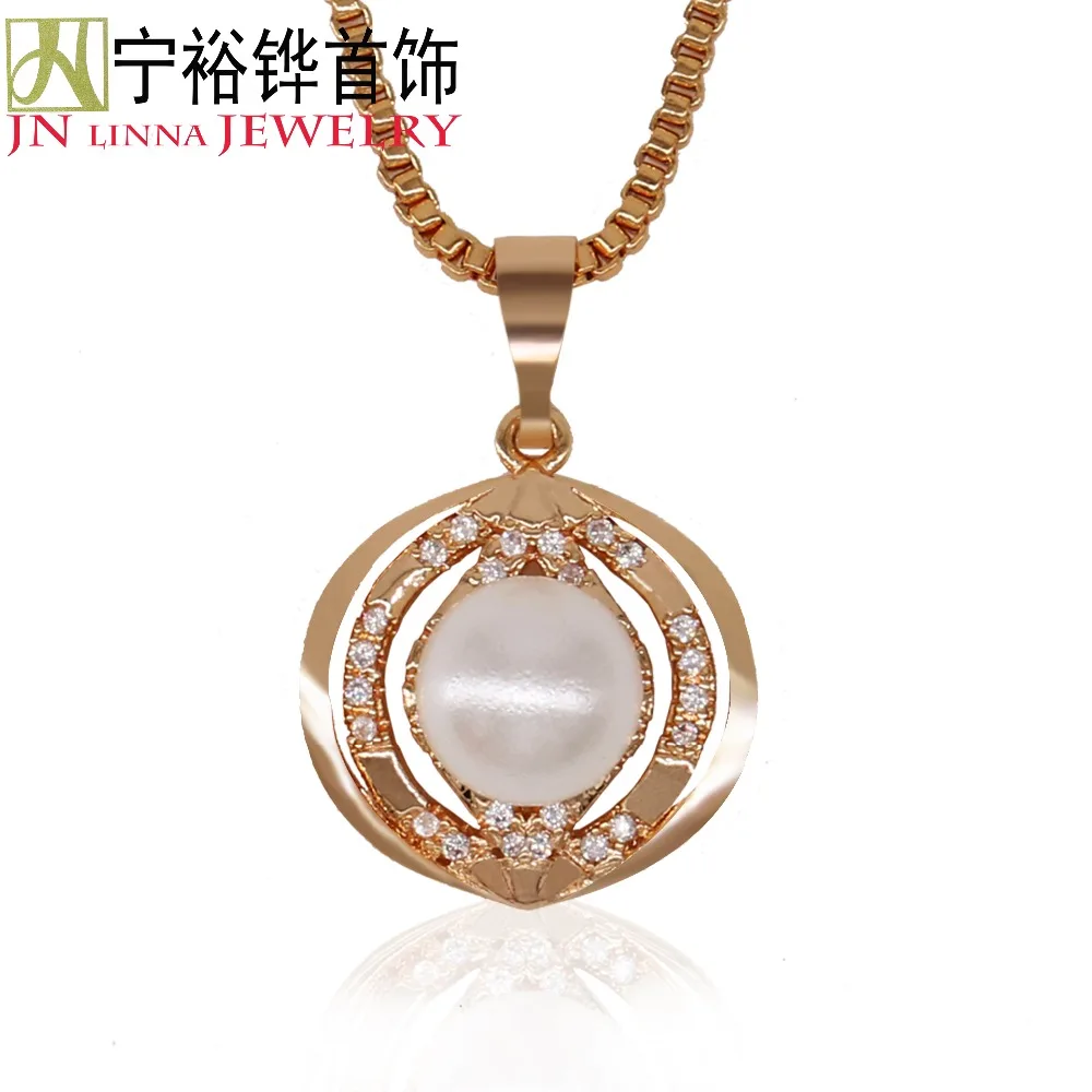 JN Fashion beautiful woman necklace High quality copper pendant artificial pearl jewelry