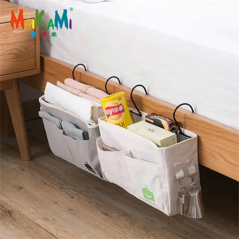 Multifunction Bed Storage Pockets Canvas Bedside Hanging