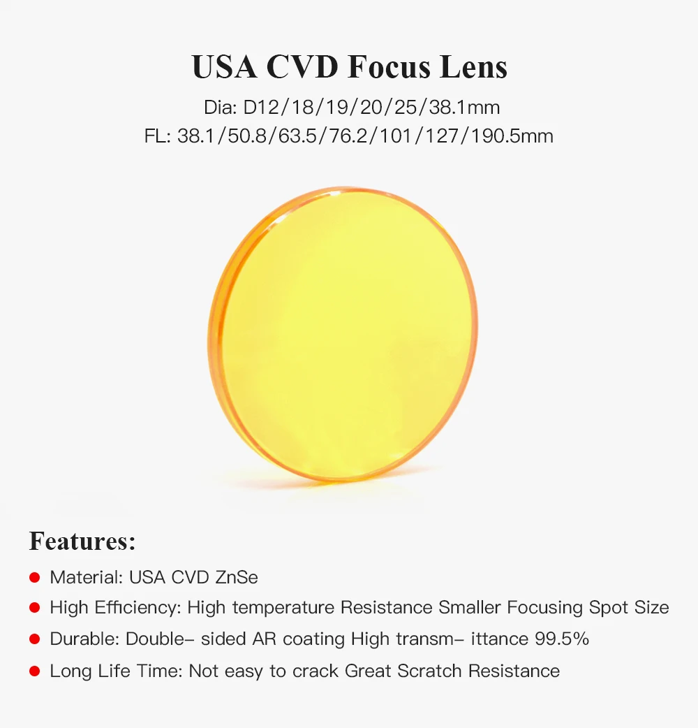 USA CVD ZNSE Fokuslinse 12mm 25,4mm Brennweite 
