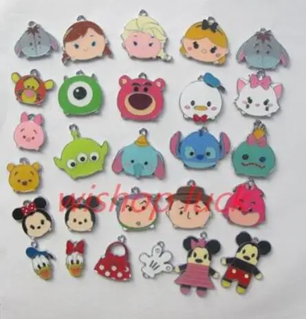 

New 50 pcs mickey minnie stitch eeyore tiger Metal Charms DIY Pendants Jewelry Making Party Gifts W-60