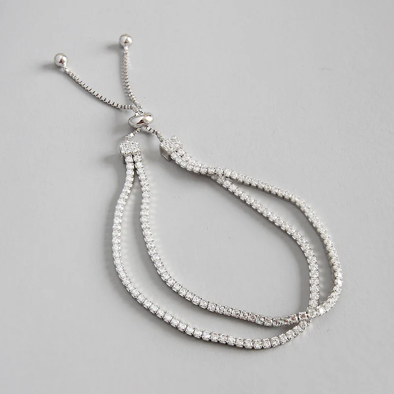 

Party CZ 925 Sterling Silver Double Adjustable Bracelet