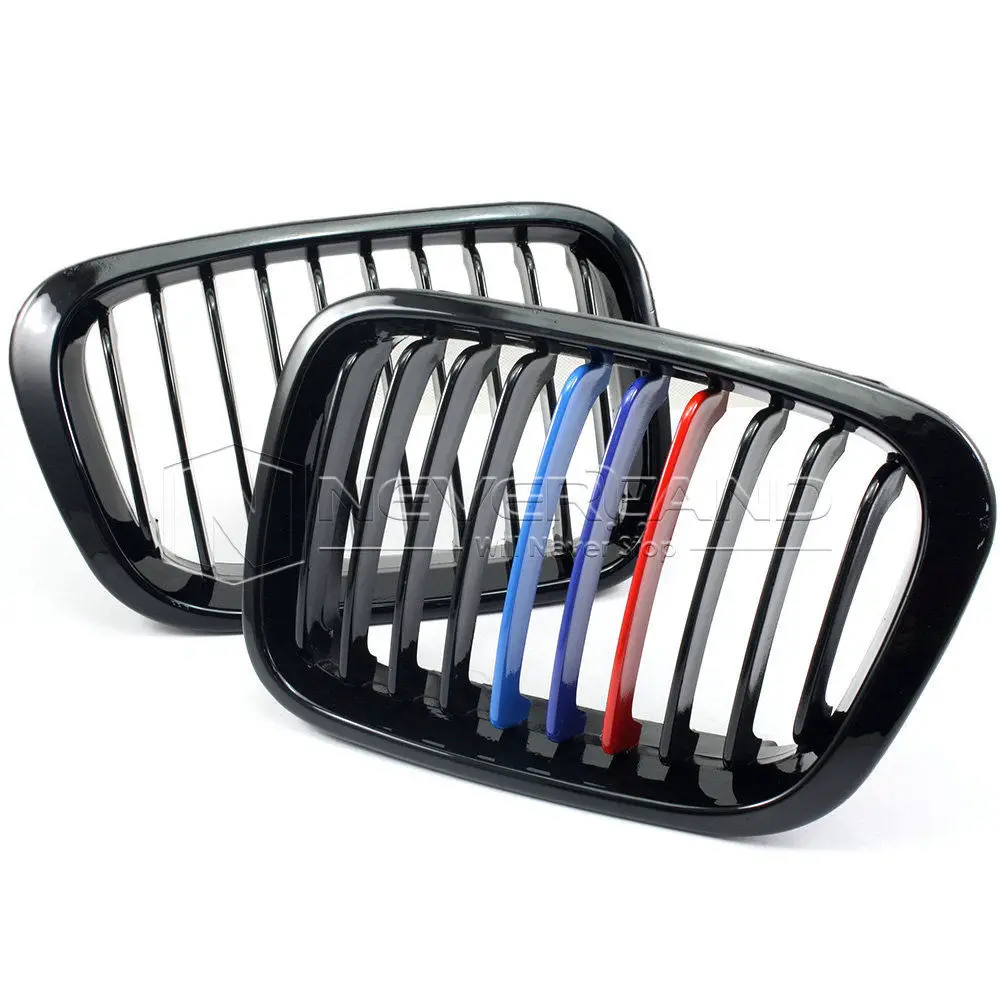 2pcs Front Gloss Black M Color Kidney Grille Grill For Bmw