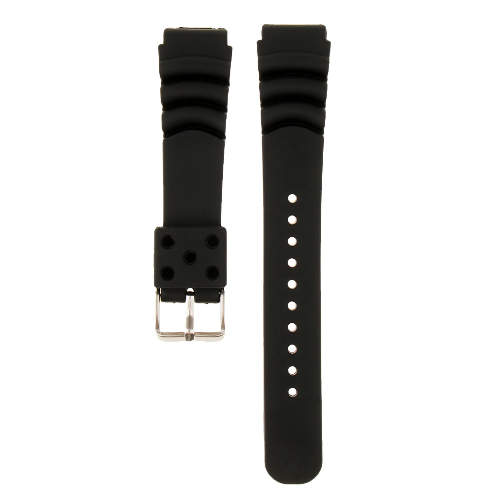 

Black Durable Silicone Waterproof Sport Watch Band Strap Deployment Clasp 20/22/24mm