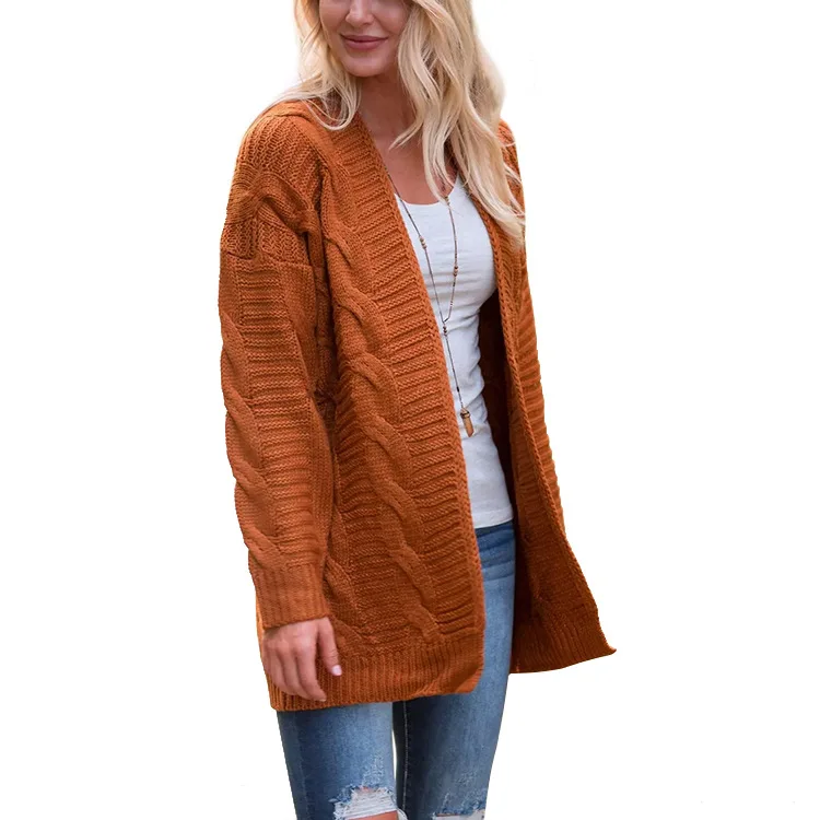 Mocc Corn Plus Size Loose Cardigan Warm Thick Sweaters Women Cable Cardigan Coat Winter Female Knitwear Long Sleeve Woman Jumper Sweaters