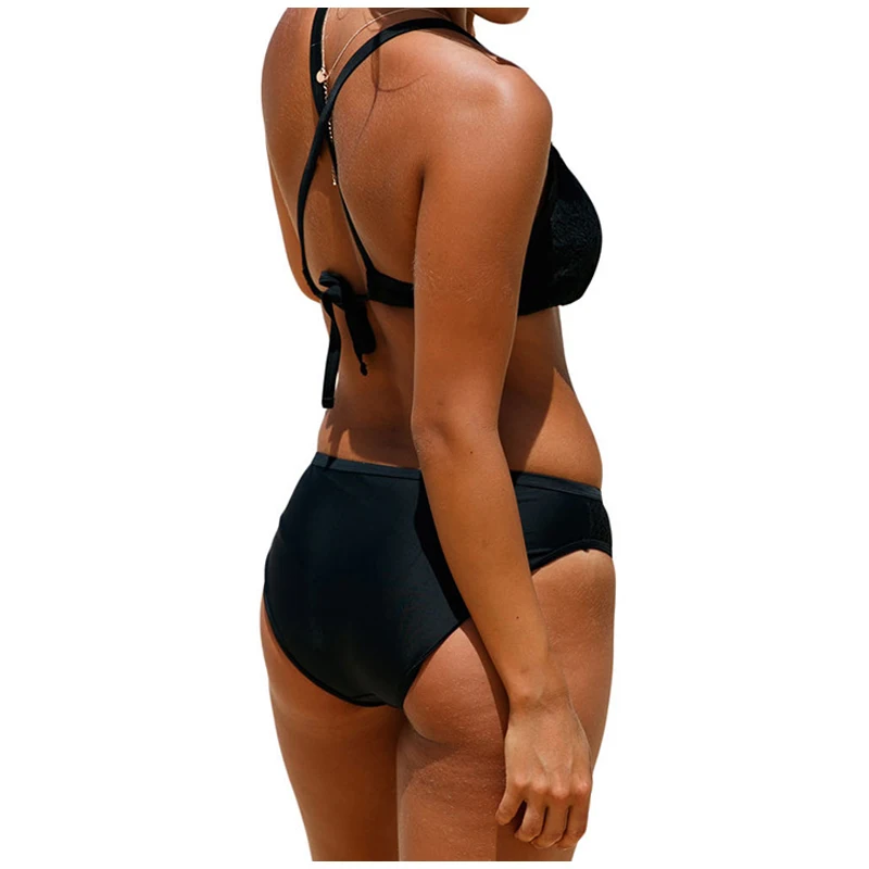 FS женский белый черный укороченный Топ Купальники для малышек комплект бикини