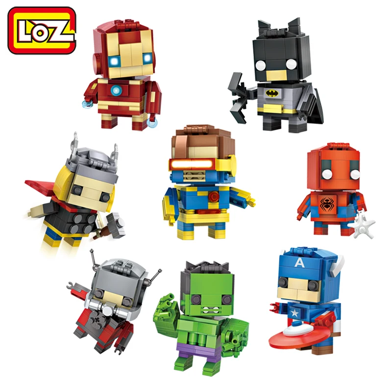LOZ Mini Super Hero font b Blocks b font Batman Captain America Thor Iron Brick Heads