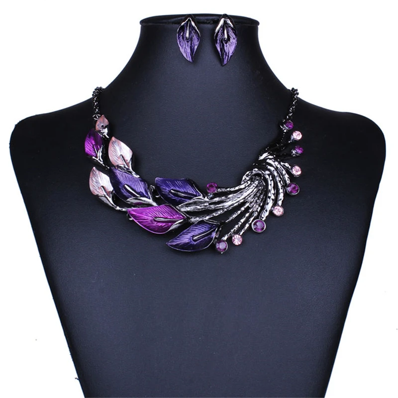 Necklaces Choker Women High Luxury Elegant Lady Purple Peacock Enamel Statement Necklace Delicate Jewelry Gift Dec13  Women Jewe