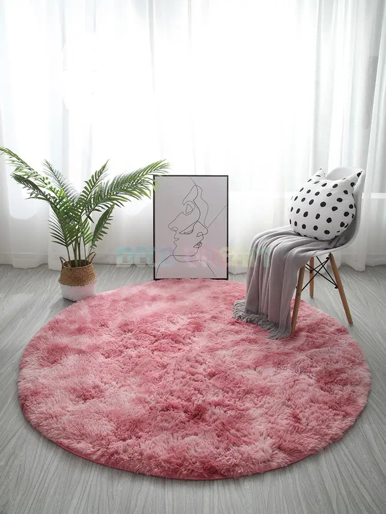 Tie-dyed Round Carpet Livingroom Plush Fluffy Rug Home Decor Shaggy Carpet Bedroom Sofa Coffee Table Floor Mat Soft Kidsroom Rug