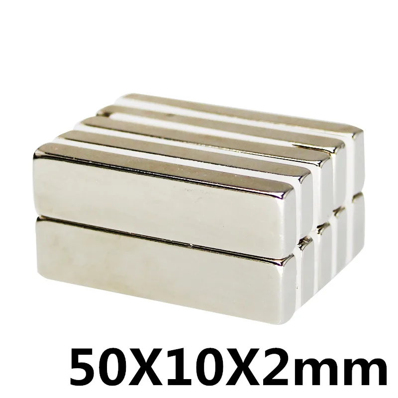 * 5 шт. 50x10x2 мм неодимовый магнит Блок N35 постоянный супер сильный Мощный маленький