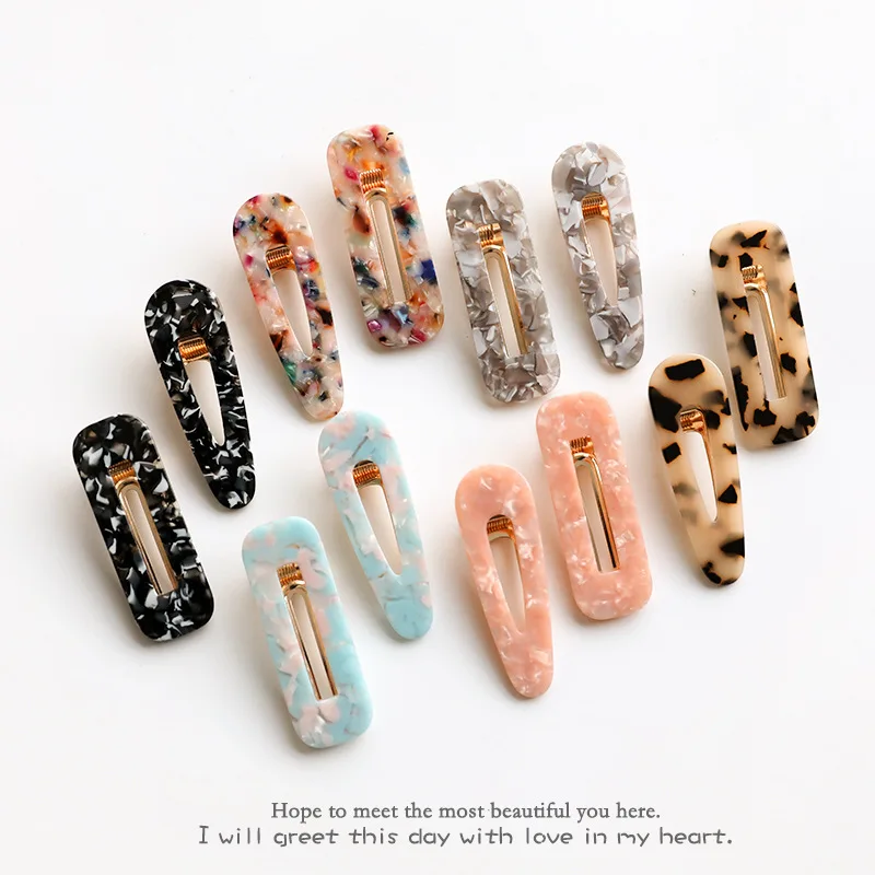 orean Style Amber Leopard Heart Shape Acrylic Hair Clips Geometric Round Triangle Hairpin Women Hair Acccessories Dropshipping