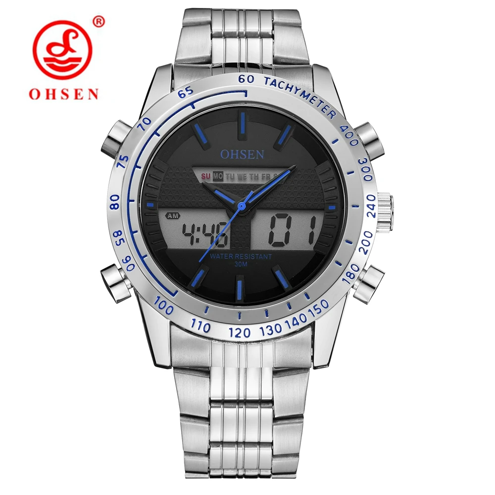 

Top Sale Fashion OHSEN Brand Sports Digital Quartz Wristwatch Military Analog Alarm Watch Men Waterproof Man Watch Orologe Uomo