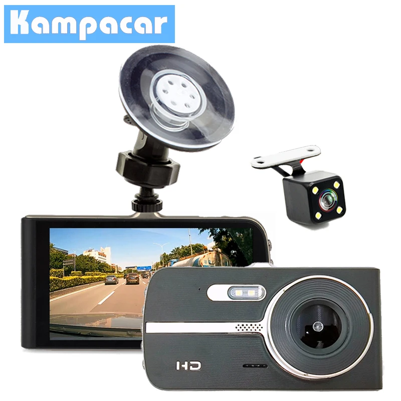 

Kampacar Car DVR 4 Inch Auto Camera Dual Lens Dash Cam Video Recorder FHD 1080P Registrator 2 DVRs With Rear View Camera Dashcam