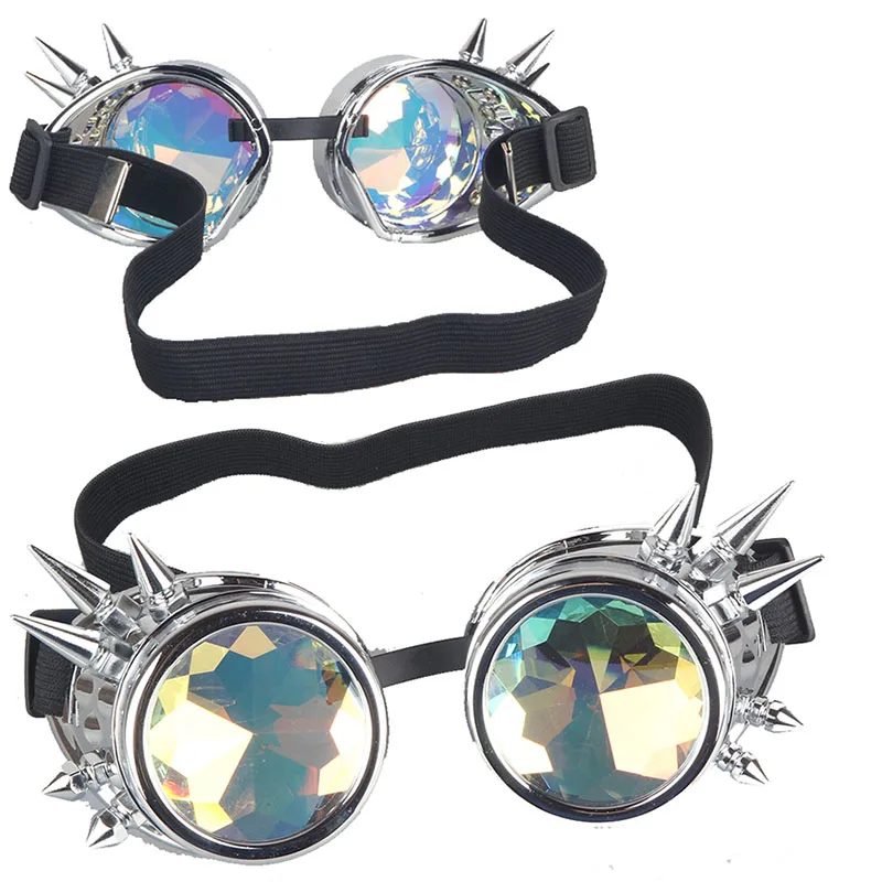 Rivet Black Silver Vintage Steampunk Goggles and Elastic Band