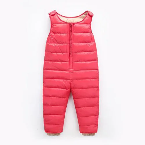 Детские Пуховые Хлопковые Штаны верхняя одежда для маленьких мальчиков и девочек осенне-зимние брюки Детский водонепроницаемый брючный комбинезон, Комбинезоны - Color: Red