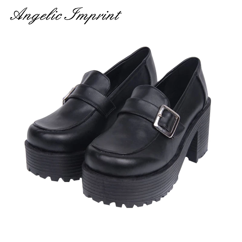 black platform school shoes