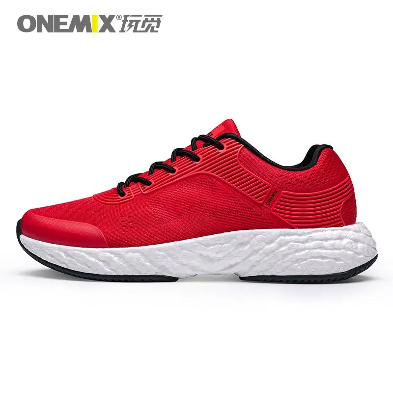 ONEMIX, энергетическая спортивная обувь для мужчин, высокотехнологичные кроссовки, энергетическая капля, марафон, для бега, супер светильник, отскок-58, подошва, кроссовки - Цвет: Black red